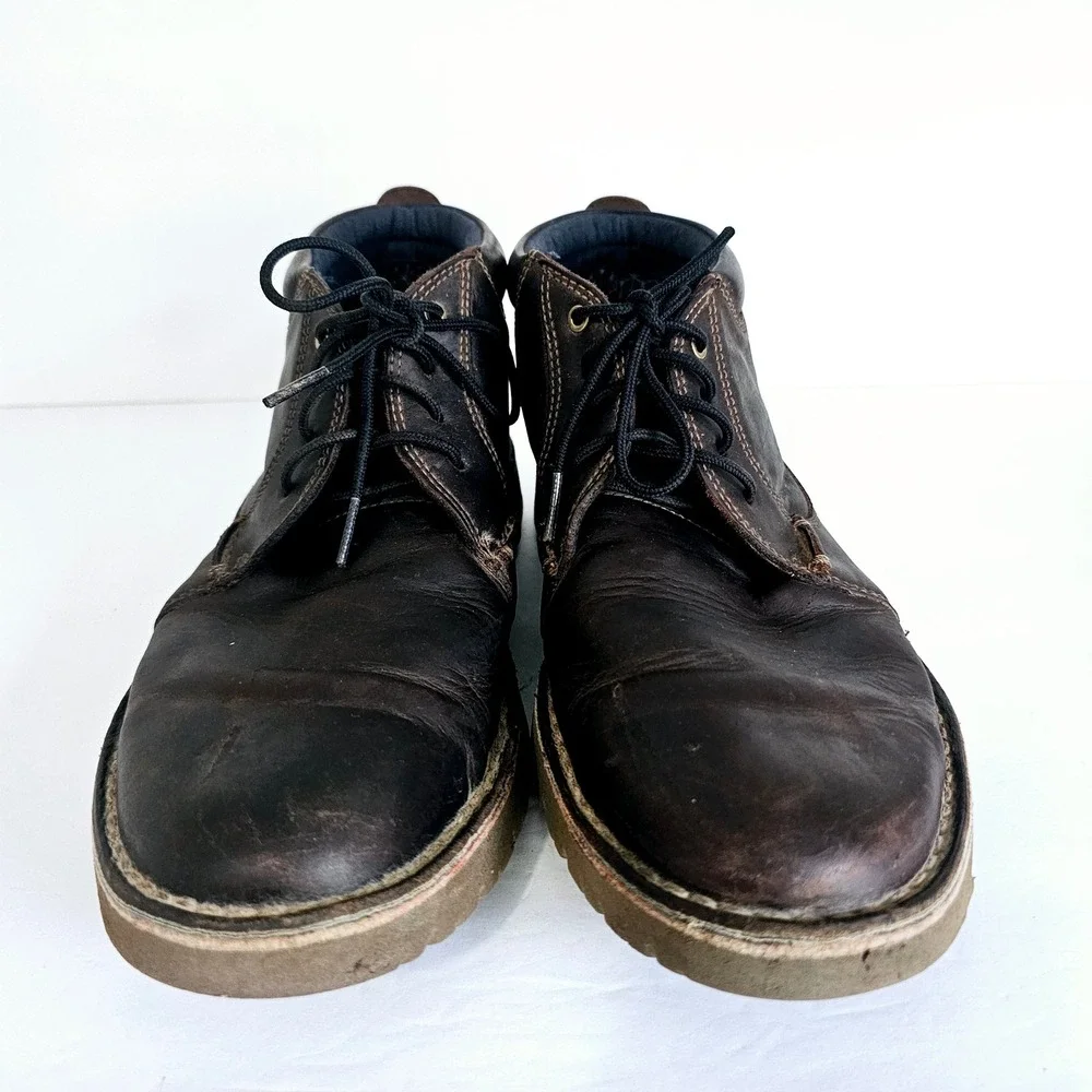Clarks mens 15522 Brown Leather Lace‎ Up Boot Ortholite Cushion Sz 9 - Sh651.2